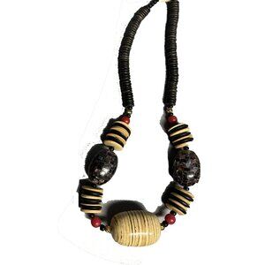 Vintage Chunky Wooden Beaded Necklace